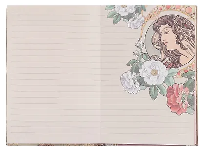 Книга для записей А5, 128 листов "А.Муха" твердая обложка, внутренний блок с дизайном, в ассортименте - фото 15