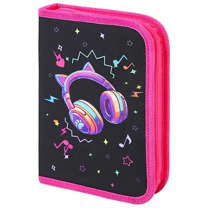 Пенал 1 отделение "Headphones" с наполнением, 21*14 см, 24 предмета - фото 1