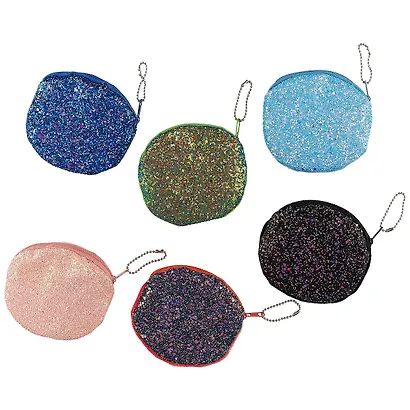 Кошелек на молнии с блестками круглый (10см) (текстиль) - фото 3