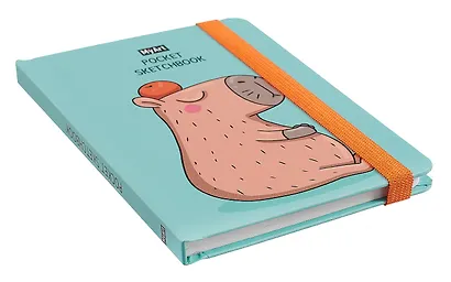 Скетчбук А6 48л "Pocket Скетчбук. Капибара" белый офсет, резинка, тв.обложка - фото 2