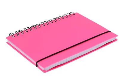 Записная книжка А6 80л кл. "Favorite Color. Neon Pink" спираль, пласт.обл., резинка - фото 2