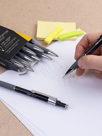 Карандаши механические 12шт "Project" 0,5мм, с ластиком, Schiller - фото 9