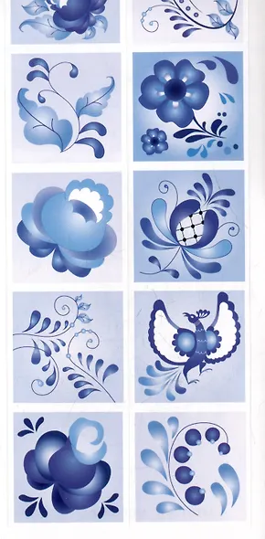 Гжельская роспись. Раскраска с наклейками - фото 5