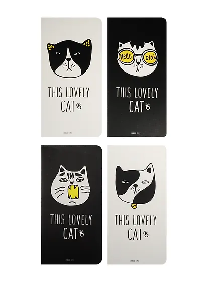 Записная книжка А6+ 24л кл. 90*170мм "This lovely cat" карт.обл., сшивка, ассорти, Languo - фото 1