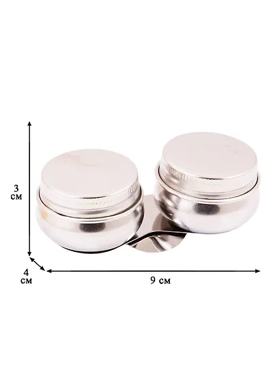 Масленка металлическая двойная с крышкой, d=4,2см, h=3.5см, Сонет - фото 2