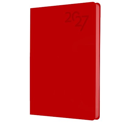 Ежедневник дат. 2027г. А6 176л "Soft Touch" пламенный красный, иск.кожа, интегр.переплет, тонир.блок, скругл.углы, ляссе, инд.уп - фото 1