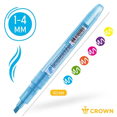 Текстовыделители 6 цветов, 4 мм, блистер, Crown - фото 2