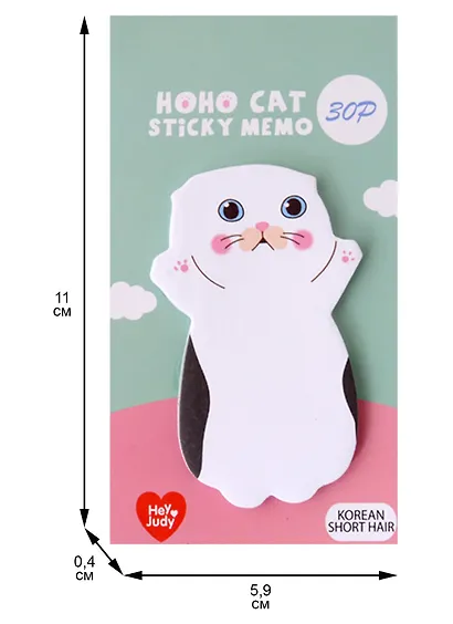 Закладки самоклеящиеся 6*11 см 30 листов, "Hoho cat", в ассортименте - фото 10