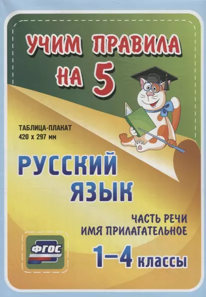 Русский язык. Часть речи. Имя прилагательное. 1-4 класс. Таблица-плакат - фото 1