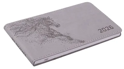 Еженедельник дат. 2026г. 64л 150x87 мм 150x87 мм "Виннер" серый, кожзам, мягк.переплет, блинт.тиснение, офсет, карманный, горизонт, справ.мат-лы, закругл.углы, ляссе, инд.уп - фото 2
