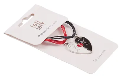 Набор парных браслетов с подвеской «Половинки сердца», текстиль, металл, Lafilaf - фото 3