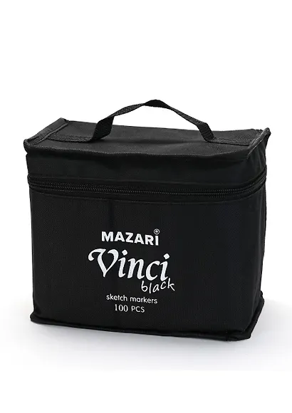 Маркеры для скетчинга 100цв VINCI BLACK пулевид./клиновид.наконечники, пиш.узлы 1.0-6.2мм, тканевый чехол, Mazari - фото 4