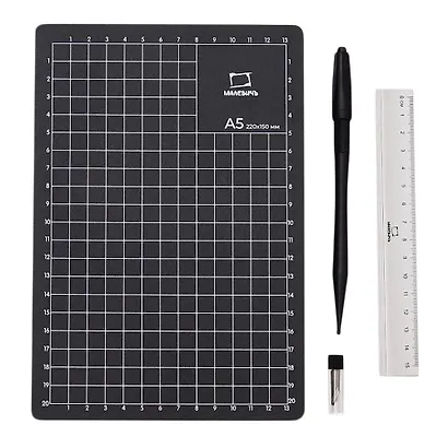 Коврик для резки А5 защитный, макетный нож, запасн.лезвия, линейка, блистер, Малевичъ - фото 3