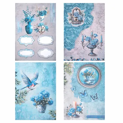 Бумага для скрапбукинга 15х21 см "В лазурных тонах", двусторонняя, 12 листов, 240 г/м2 - фото 7