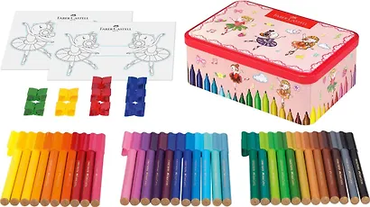 Набор для рисования в боксе «Connector Ballerina» Faber -Castell, 33 фломастера/10 клипс/2 картинки для раскрашивания - фото 2