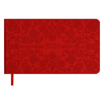 Еженедельник дат. 2026г. 64л 150x87 мм 150x87 мм "Виннер" красный, кожзам, мягк.переплет, блинт.тиснение, офсет, карманный, горизонт, справ.мат-лы, закругл.углы, ляссе, инд.уп - фото 1