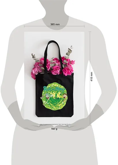 Сумка-шоппер. Рик и Морти (черная, 38х43 см, длина ручек 58 см) - фото 7