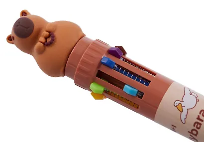 Ручка шариковая автоматическая 10 цветов "Wow capybara", в ассортименте - фото 3