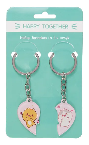Брелоки парные Happy Together Kawaii Котики (акрил) (2 шт) (12-15521-P5) - фото 1