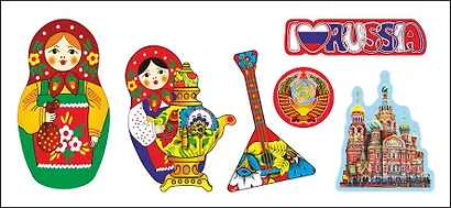 Сувенир АКМ Набор магнитов Матрешка. Спас (смола) - фото 1