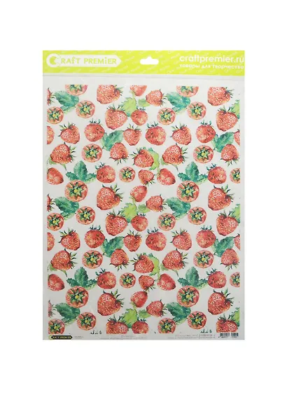 Рисовая бумага для декупажа Craft Premier Клубника (CP01505) (А3) (25г/м) (упаковка) - фото 1