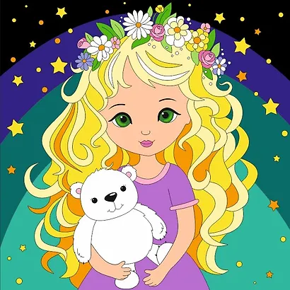 Картина по номерам детская (холст на подрамнике 20*20) "Фея снов" - фото 1