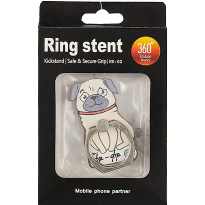 Держатель-кольцо для телефона Мопс (металл) (коробка) (12-17727-5566) - фото 2