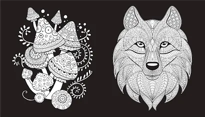 Темный лес. Раскраска на черном фоне - фото 8