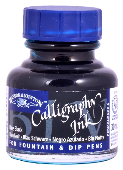 Тушь для каллиграфии 30мл виноградная черная (синяя крышка), Winsor&Newton - фото 1