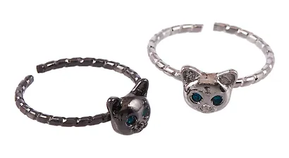 Набор парных колечек Мордочки котиков (2шт) (металл) (12-ring-20507-PR4) (Lafilaf) - фото 5