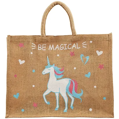 Сумка джутовая L Единорог Be magical (43х34х19)  (ДЖ2019-9) - фото 2