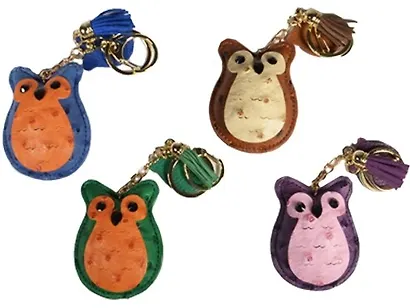 Брелок с кольцом Сова цветная (кожа) (8см) - фото 3