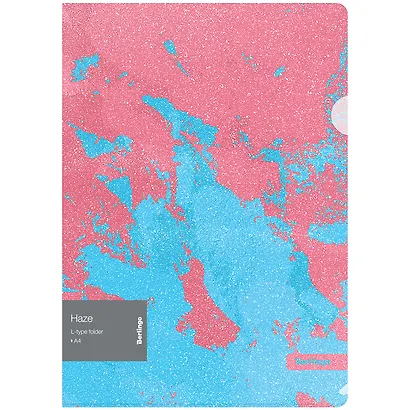 Папка-уголок А4 "Haze" 200 мкм, с эффектом блесток, розово-голубая, пластик, Berlingo - фото 1