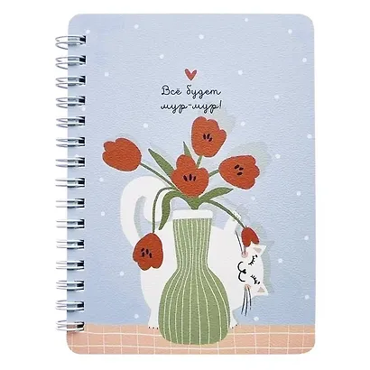Записная книжка А6 80л кл. "Mur-Mur", ваза, карт.обл., скрепка, микротекстурирование, ламинация - фото 1