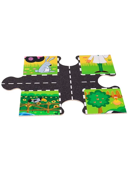 Напольный пазл 24 элемента "Дорога. Синий трактор" (поле 960х640) - фото 5