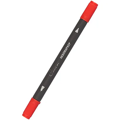 Маркер акварельный "Сонет", двухсторон., кисть и тонкий наконечник, красный, сонет - фото 1