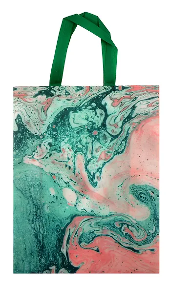 Сумка-шоппер Marble style (мрамор розовый с бирюзовым) (ПВХ) (25х35х12) (12-PhoenixBag-4) - фото 1