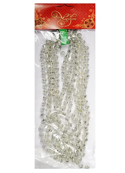 Новогодняя гирлянда Бусы Серебряный маскарад (270см) - фото 1