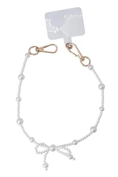 Шнурок-подвеска для телефона с бусинами Жемчуг с бантиком (12-18031-202509-PHST6) - фото 2