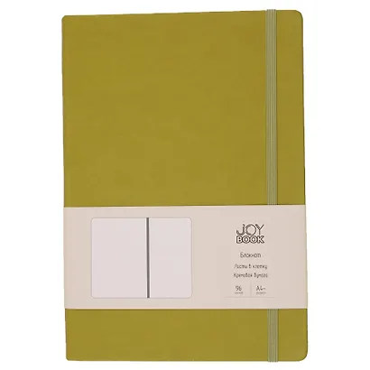 Книга для записей А4- 96л кл. "Joy Book. Фисташковый мусс" иск.кожа, тонир.блок, скругл.углы, ляссе, резинка - фото 3