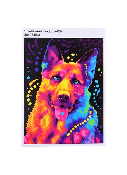 Кпн-037 Картина по номерам Яркая овчарка (ПочСебяХуд) (38х28,5 см) (коробка) (LORI) - фото 1