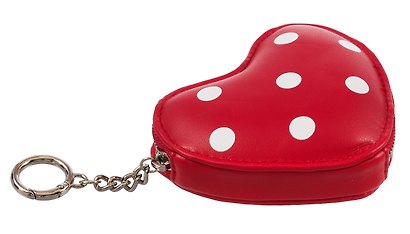 Брелок-кошелек Сердце в горошек (красный) (иск.кожа) (10см) (12-25065-10) - фото 2