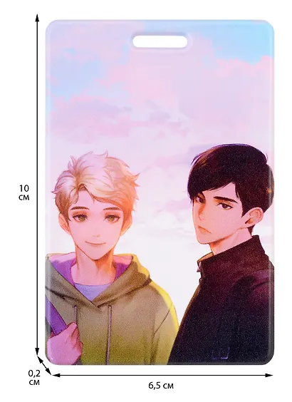 Чехол для карточек вертикальный Аниме Синтонимы Два друга и облака (цветн) (Медина Мирай) (ДК2022-422) - фото 3