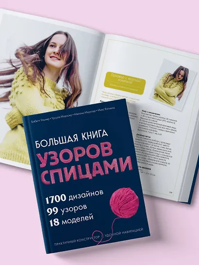 Большая книга узоров спицами. 1700 дизайнов, 99 узоров, 18 моделей. Практичный конструктор с удобной навигацией - фото 12