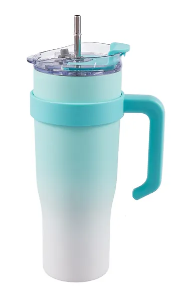 Термостакан с ручкой Мятный градиент (пластик/металл) (1200мл) (12-16110-202405-B29) - фото 1