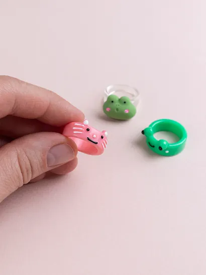 Набор Колечко Лягушонок (ПВХ) (Размер 17) (202303-2)+Колечко Лягушка (ПВХ) (Размер 17) (202303-5)+Колечко Котик (ПВХ) (Размер 17) (202303-6) - фото 5