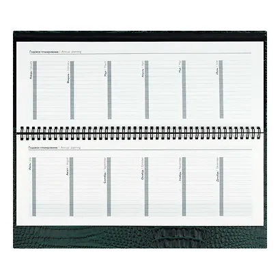 Планинг недат. 64л 390*180 "Аллигатор" зеленый, кожзам, тв.переплет, обл.поролон, офсет, настольный, откр.евроспираль, справ.мат-лы, ПВХ уп - фото 14