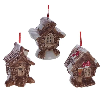 Украшение новогоднее Избушка с подсветкой, 3 варианта (керамика) (7х5х8) - фото 1