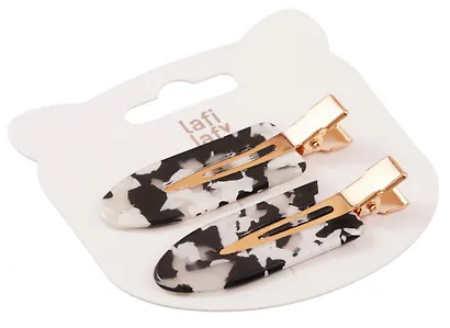 Набор заколок Черно-белый принт (2шт) (пластик) (12-253004-С18) (Lafilaf) - фото 3