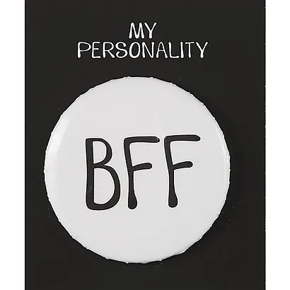 Значок круглый BFF (белый) (металл) (38мм) - фото 1